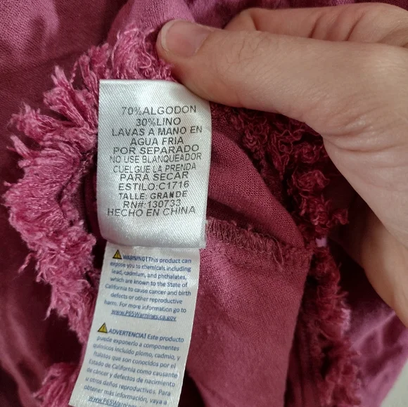 UMGEE Large Pink Dress Linen cotton blend Raw Hem Raglan short Sleeve - Picture 2 of 11